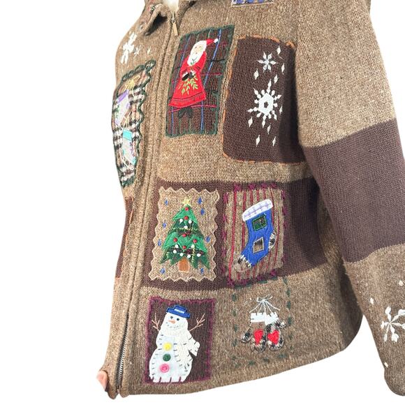 Vintage Designers Originals Studio Fa La La Full Zip Christmas Sweater Jacket PM - Picture 5 of 12